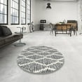thumbnail image 4 of Ahgly Company Machine Washable Indoor Round Contemporary Dark White Beige Area Rugs, 8' Round, 4 of 7