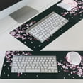 thumbnail image 3 of Japanese Cherry Blossom Sakura Mouse Pad Black XL, Extended Large Mouse Pad, Kawaii Pink Black Mousepad, Moon Floral Long Big Desk Mouse Mat, Cherry Blossom Decor Stuff Accessories, 31.5 X 11.8 Inch, 3 of 5