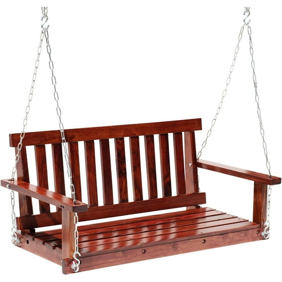 FDW 4FT Outdoor Porch Swing - 800LB Capacity Wood Bench w/Adjustable Chains