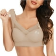thumbnail image 4 of Tweang Wide Straps Bra No Underwire Bras Posture Correcting Bra Push Up Anti Sagging Full Coverage Bra Anti Sagging Bra Support Powerful Sports Bras for Women Wirefree Bras Khaki 4XL, 4 of 8