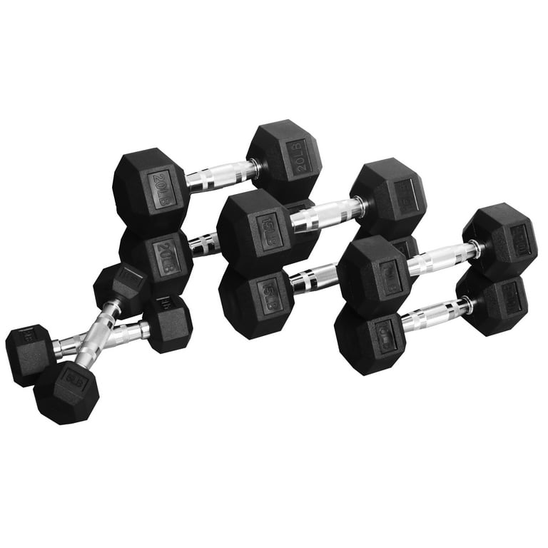 10lb & 15lb Set Rubber Neoprene Dumbbell Weights Fitness 50lbs 2024 Total