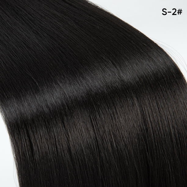 Zhuge Extensión de cola de caballo larga trenzada con lazo para el cabello Extensiones de cabello de cola de caballo trenzada recta de color negro oscuro para uso diario de mujeres, negro A