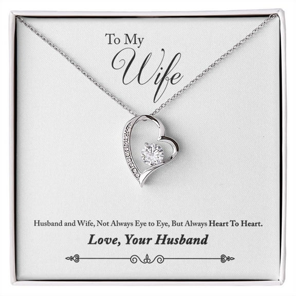 To My Wife Heart to Heart From Husband Forever Necklace w Message Card