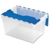 Akro-Mils 12 Gallon Plastic Storage Box With Attached Lid, Clear And Blue