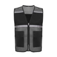 thumbnail image 1 of RUNQHUI Men Women Zipper High Visibility Reflective Safety Vest Construction Work Mesh Fabric Work Clothes Black 165, 1 of 7