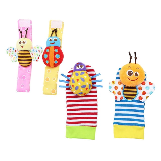 Sonajeros De Juguete Para Bebé, Muñeca Y Calcetines, Sonajero Para Bebé Recién Nacido, Juguetes Para Niñas Y Niños, Juguete Educativo, Regalo Para Bebé4 Unids/Set Vogacara FN006211-00