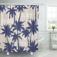 thumbnail image 1 of ZY-suttom Rideau de Douche Motif Sans Couture Palmiers Fond Rayé Été Tropical 66x72 Pouces, 1 of 1