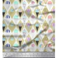 thumbnail image 1 of Soimoi Beige Cotton Duck Fabric Diamond & Ice Cream Cone Food Print Sewing Fabric Yard 42 Inch Wide, 1 of 3