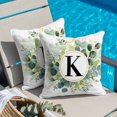 thumbnail image 4 of Letter K Throw Pillow Cover Alphabet Green Eucalyptus Leaves Plant Simple Cotton Linen Cushion Cover Throw Pillow Case with Invisible Zipper for Couch Sofa Bed Chair Car 26x26 Inch, 4 of 9