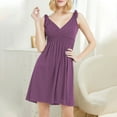 thumbnail image 1 of LSLJS Women's Casual With Pockets Summer Dress Solid Color V-Neck Mini Dresses, Sundress Summer Beach Dresses, 1 of 3