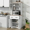 thumbnail image 2 of Yiyuanjin Wood Buffet Cabinet, Modern Microwave Stand Storage Cabinet with Glass Doors and Drawer, 2 of 9