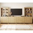 thumbnail image 3 of Modern TV Stand and Bookcase Set for 75 Inches TVs, Wall Unit Entertainment Center with Bookshelves & Drawers for Living Room,Oak, 3 of 7