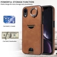 thumbnail image 6 of Classic Wallet Case Compatible with iPhone XR for Men Women, with 360° Rotation Finger Ring Kickstand PU Leather Shockproof Phone Cover with Card Slot for iPhone XR, Brown, 6 of 10