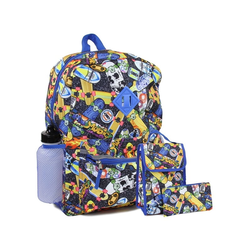 Boys Skateboards Backpack Lunch Bag Pencil Case Water Bottle 5 Piece by MAD