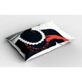thumbnail image 2 of Ambesonne Vintage Woman Pillow Sham 2 Pack, Pearl Necklace, 30"x20", Black Grey and Vermilion, 2 of 3