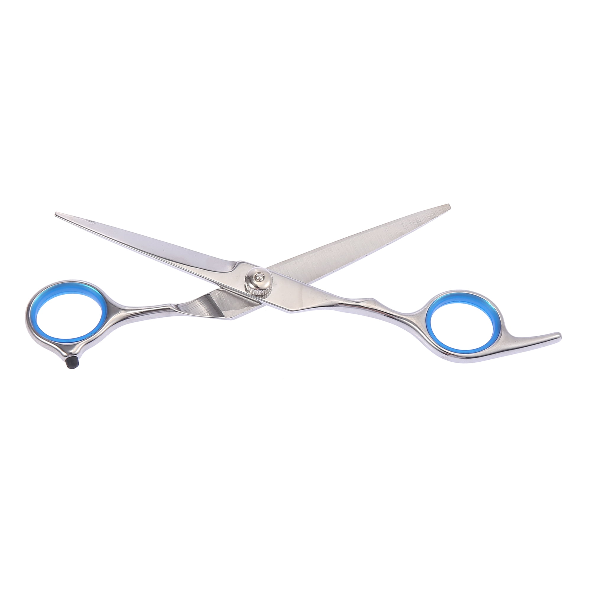 Unique Bargains Portable 6.69" Straight Scissors Hair Cut for Men Women Blue Gasket Ring