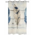 thumbnail image 2 of nqOlkjepod Outdoor Curtains for Patio Waterproof, Boho Blue Feathers Outdoor Privacy Panels Grommet, Watercolor Vintage Wooden Grain Blackout Outside Curtains for Porch/Cabana 54"x95", 1 Panel, 2 of 8