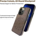 thumbnail image 2 of Compatible for iPhone iPhone 13 Pro 6.1' Wallet Case with Card Holder, Mandala Embossed Faux Leather Kickstand Card Slots Case, Handmade Shockproof Protective Slim Soft Flip Phone Case, Grey, 2 of 9