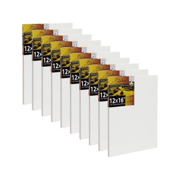Jerry's Artarama Da Vinci Dual Sided Pro Panel Board - 20-Pack, 12x16" 6mm Deep Panels for Painting - Archival, Acid-Free Art Supplies - Ultra-Smooth & Medium Textured Paint Surfaces