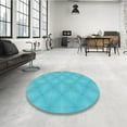 thumbnail image 3 of Ahgly Company Indoor Round Patterned Bright Cyan Blue Area Rugs, 8' Round, 3 of 6