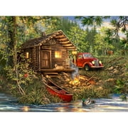 Springbok Cozy Lake Cabin Life - 500 Piece Jigsaw Puzzle for Adults - Unique Cut Pieces