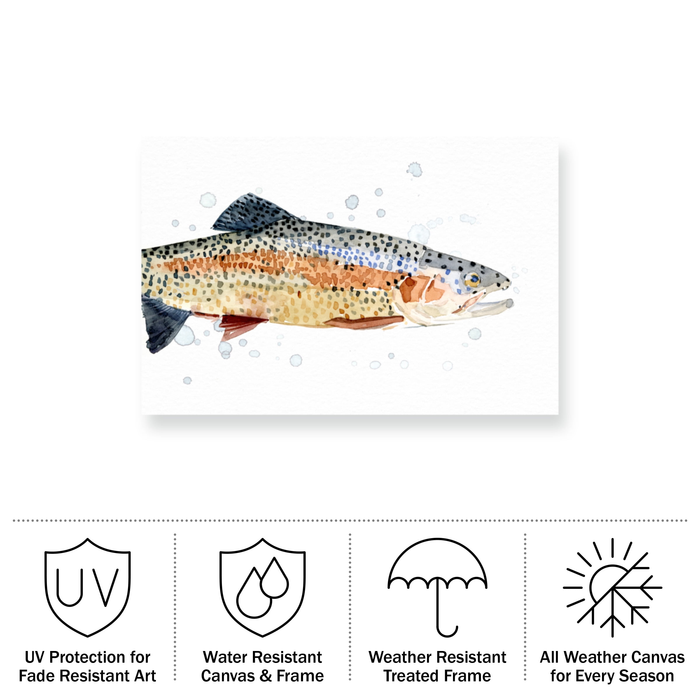 Emma Caroline 'Watercolor Rainbow Trout I' Outdoor All-Weather Wall Decor