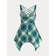 thumbnail image 2 of Tank Top con Escote Pico con Cordón Combinado en Talla Extra Rosegal Camisetas sin mangas de talla grande, 2 of 5
