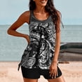 thumbnail image 6 of Jacenvly Tankini Swimsuits for Women Trendy Sleeveless Contrast Color Round Neck Surfing Swimwear Quick Drying Women Conservative Print Strappy Back Set Two Piece Swimsuits Swimdress Black, 6 of 8