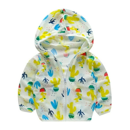 

EHTMSAK Infant Baby Boy Girl s Cartoon Print Sun Protection Sunscreen Jackets Toddler Child Hooded Fall Winter Outerwear Long Sleeve Coat Green 6M-8Y 120