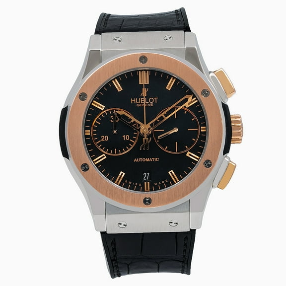 Pre-Owned Hublot Classic Fusion Chronograph 521.NO.1181.LR 45MM Black Dial With Crocodile Skin Bracelet