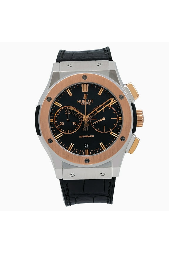 Pre-Owned Hublot Classic Fusion Chronograph 521.NO.1181.LR 45MM Black Dial With Crocodile Skin Bracelet