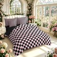 thumbnail image 2 of Manfei Retro Grid 7-Piece King Bedding,Classic Plaid King Bed in a Bag,Black Pink,Black Reversible, 2 of 7