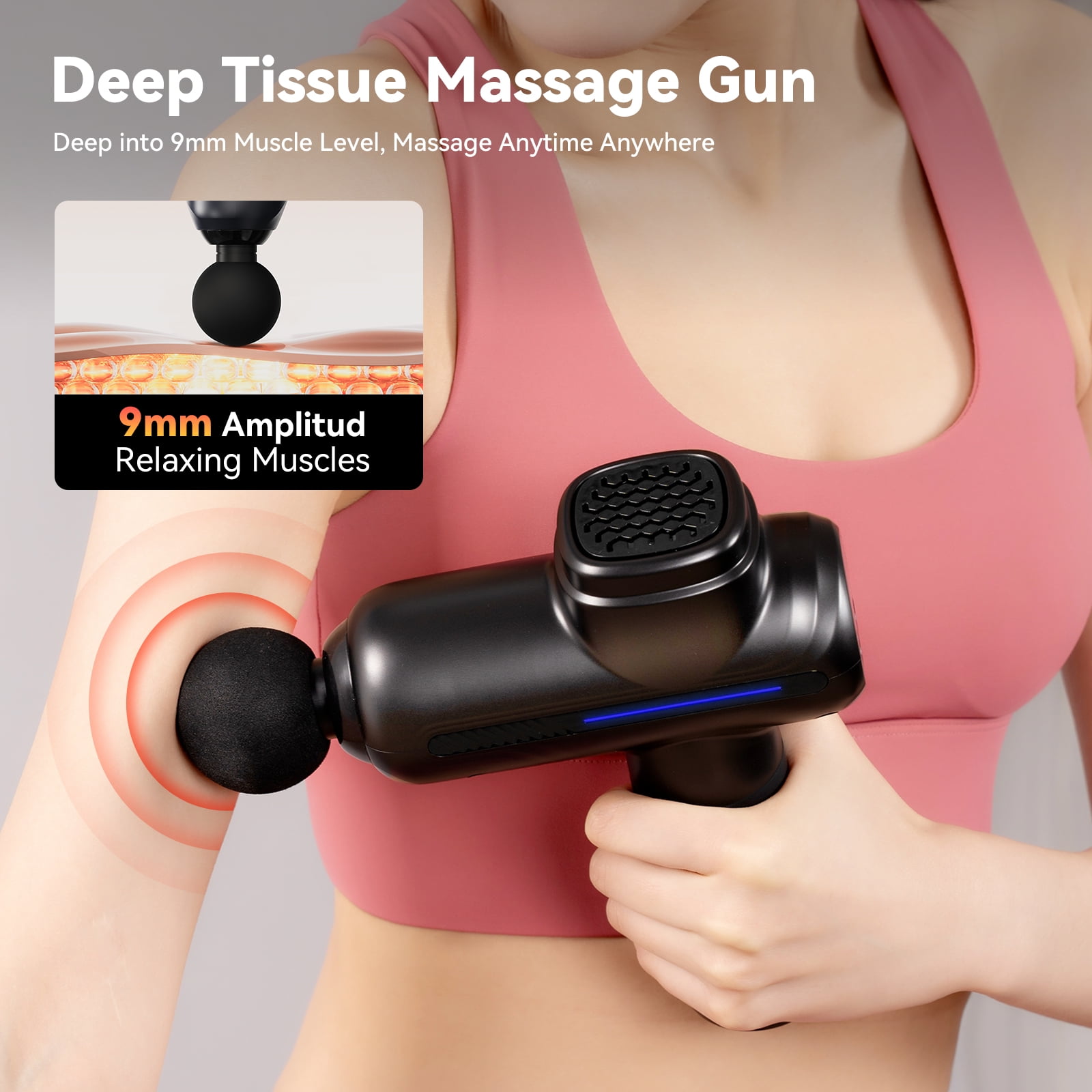 Professional Fitness & Recovery Percussion Massager Gun - Portable Muscle Massager with 5-Speed/Heat Therapy/Quiet Operation, for Post-Workout Soreness Relief