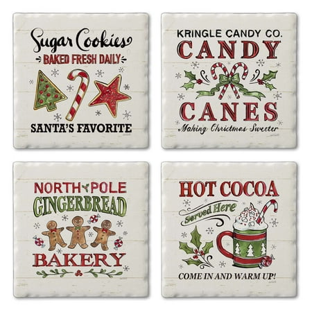

CounterArt Christmas Treats Multi-Image Absorbent Stone Tumbled Tile Coaster 4 Pack