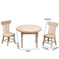thumbnail image 5 of Walbest 1Set Table Chair Model Anti-deformed Simulated Wood Dollhouse Circle Table Chair for Home, 5 of 7