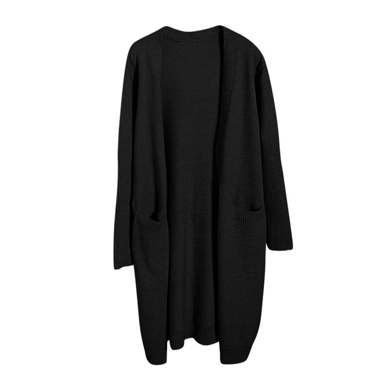JDEFEG Long Sweaters for Women To Wear with Leggings Women's Size Knitted  Cardigan Mid-Length Solid Thin Sweater All- Casual Outwear with Pocket  Oversized Knit Cardigans for Women Black One Size 