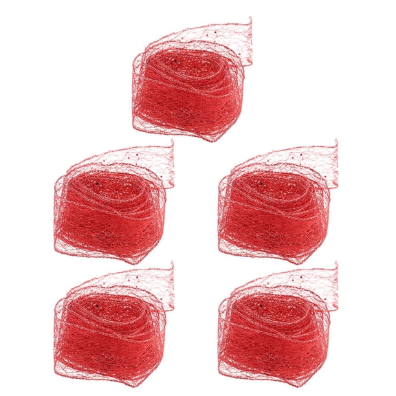 YUYUETIME Red Sheer Mesh Ribbon 2m Christmas Decoration Ribbon 5 Pack
