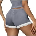 thumbnail image 5 of REALiKUN Dressy Sleepwear Shorts for Women Sexy Lace Hem Patchwork Shorts Drawstring Knitted Ribbed Pajama Shorts, 5 of 8