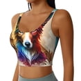 thumbnail image 2 of Cauagu Colorful Art Dog Pattern Sports Bras for Women,Round Neck Sports Bra Workout Crop Tank Tops Padded with Built in Shelf-X-Large, 2 of 8