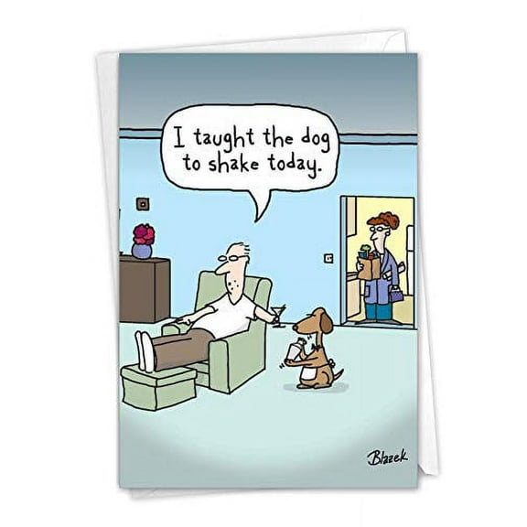 NobleWorks Dog Shaker - Father's Day Greeting Card with Envelope (4.63 x 6.75 Inch) - C9209FDG