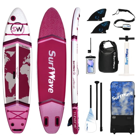 Rayocon 11ft Inflatable Paddle Board, Stand Up Paddle Board for Adults, Wide SUP Board with Premium Accessories, Atlantic Pink