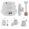 thumbnail image 4 of SHISUYAN Honey Pot with Dipper Stick Ceramic with Lid Bee Container for Kitchen, 4 of 9