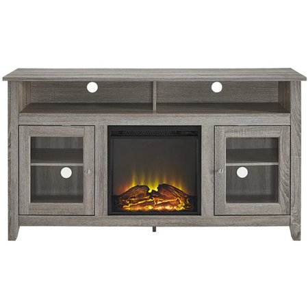 58 In Wood Highboy Fireplace Media Tv Stand Console Driftwood