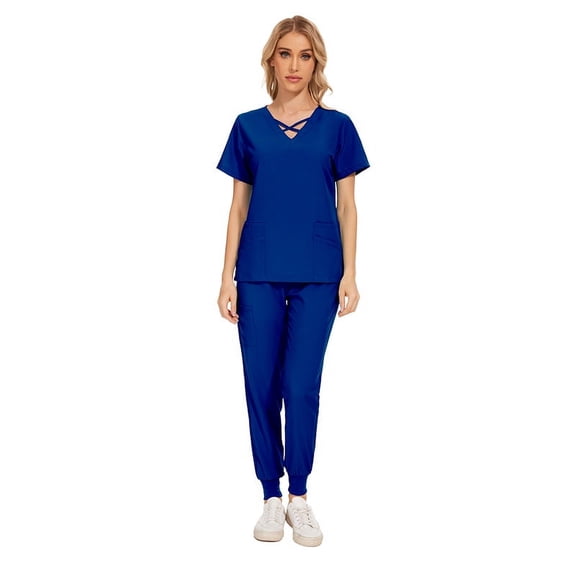 Unisex Medical Scrubs Set Nursing Work Uniform with Pockets Jogger Style for Hospital