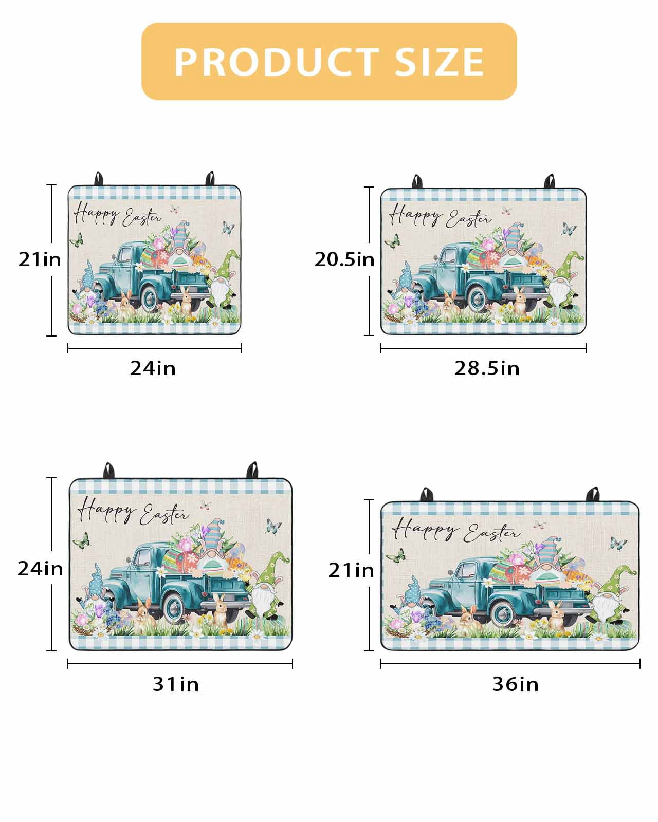Large Induction Cooktop Protector Mat Easter Stove Top Covers for Electric Stove, Blue Plaid Truck Eggs Bunny Spring Floral Gnomes Rustic Decorative Stove Burner Cover Mats, Glass Top Stove Cover
