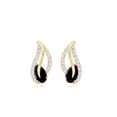 thumbnail image 3 of Natural Pear Shape Black Onyx and Moissanite Leaf Stud Earrings, 14K Yellow Gold, 3 of 7