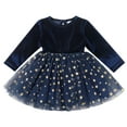 thumbnail image 2 of IBTOM CASTLE Toddler Girls Velvet Romper Tulle Tutu Dress + Cloak Baby Birthday Xmas Dress up Halloween Costume Fall Winter Outfits 3-4 Years Navy Blue, 2 of 8