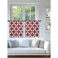 thumbnail image 4 of Sheer Curtains 45 Inch Length 2 Panels Set for Kitchen, Red Geometric Semi Sheer Curtains for Windows, Vintage Rhombus Circle Texture Voile Window Treatments Rod Pocket Curtain, 4 of 7
