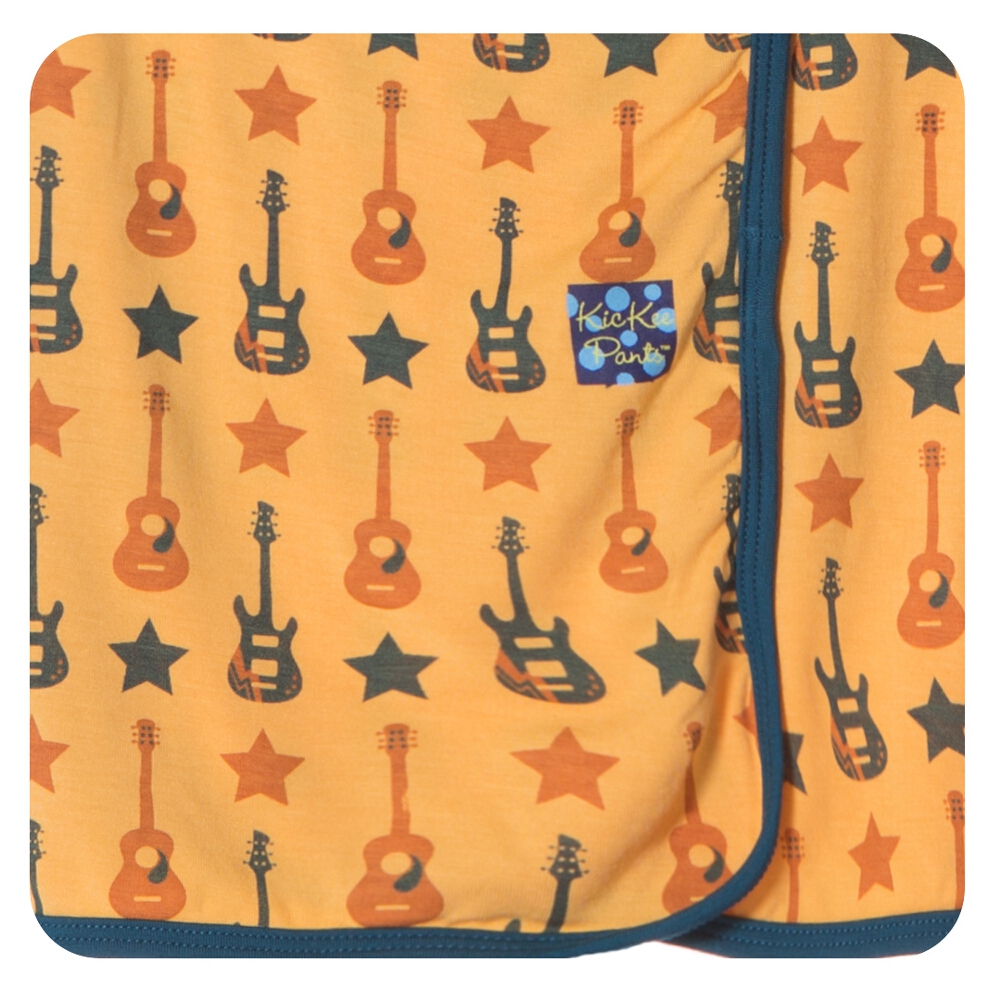 KicKee Pants Swaddling Blanket Fuzzy Bee Guitars