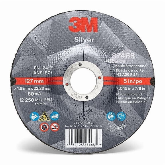 3m Abrasive Cut-Off Wheel,T27,5 in.,7/8 in. 87468